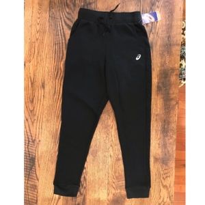 Mens Black ASICS fleece sweat pants—Size S—brand new